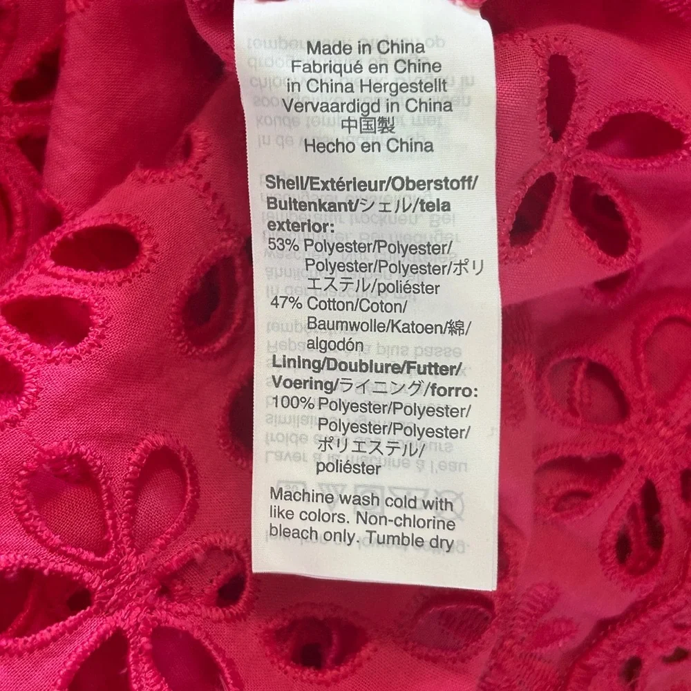 J Crew Blouse Women’s Size L Pink Eyelet Ruffle Sleeveless Tank Summer - Picture 9 of 10